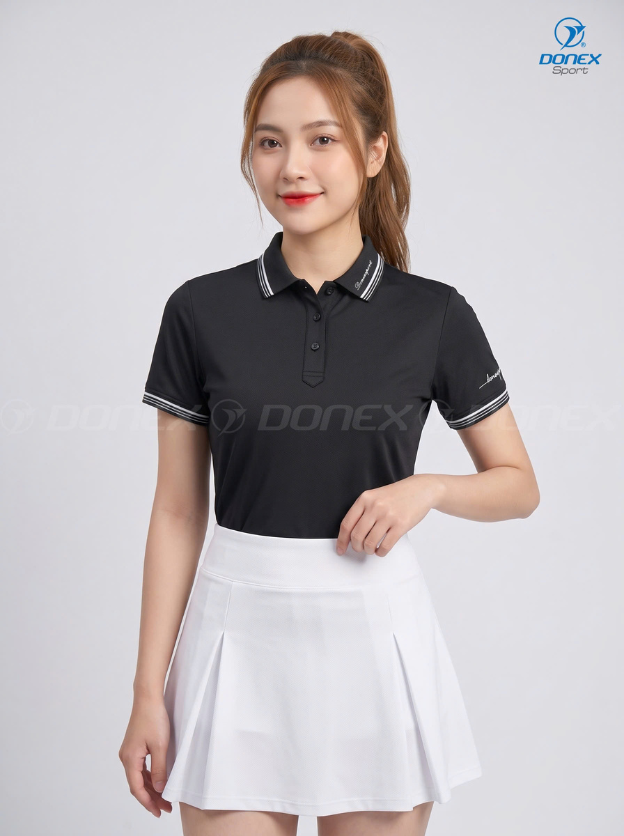 Áo thể thao nữ AC-3856 Đen phối trắng